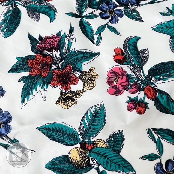 Rodier Scarf Shawl Silk Twill Graphic Floral Print 34in Vintage 80s - Picture 4 of 9